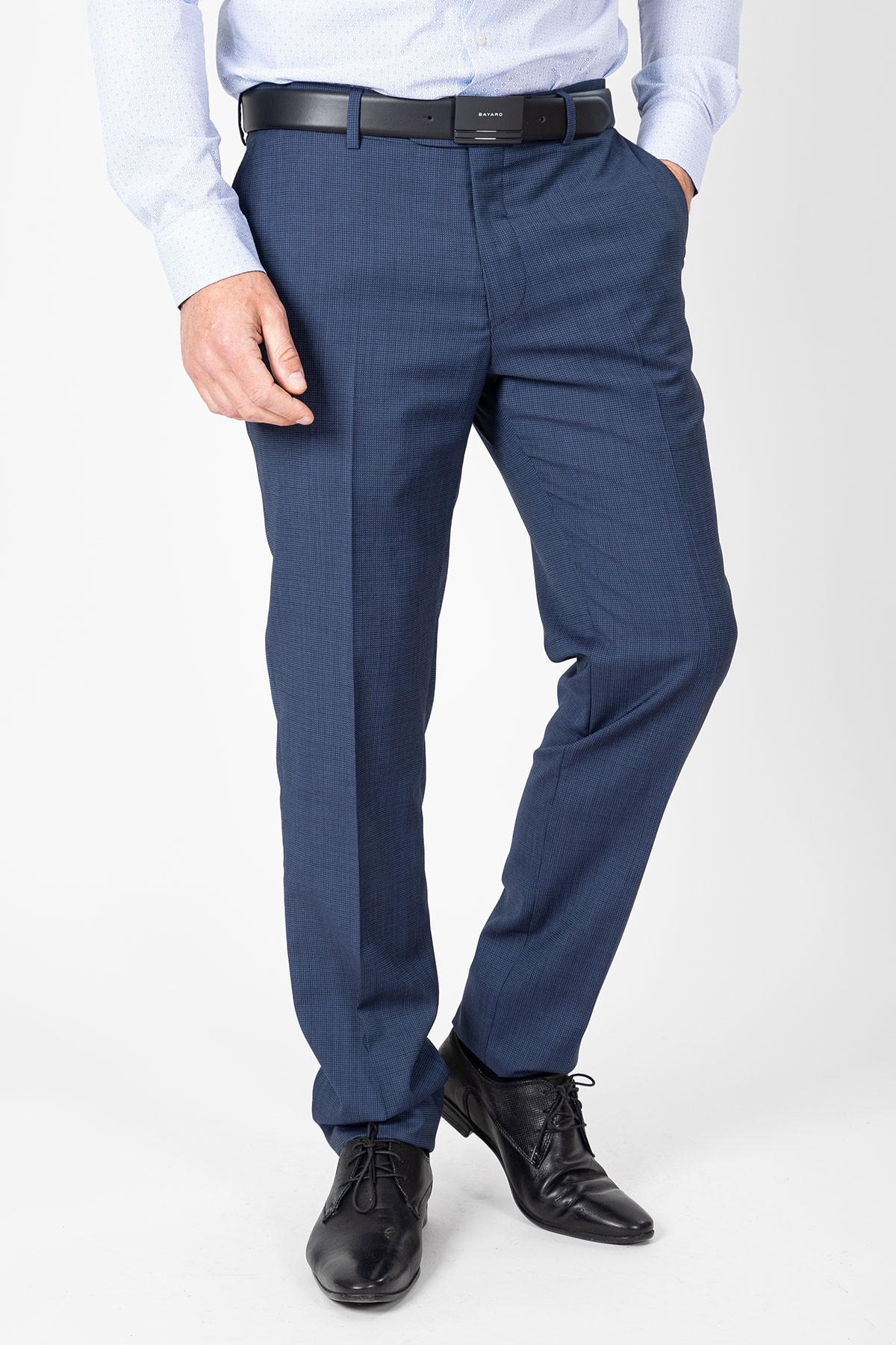 pantalon bleu en laine mélangée
