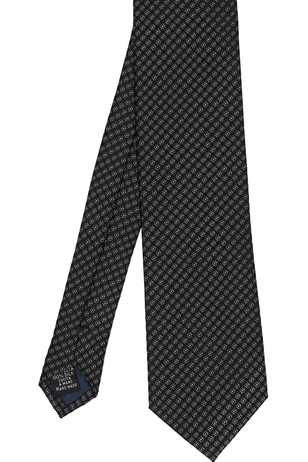 Cravate noire en soie imprimée