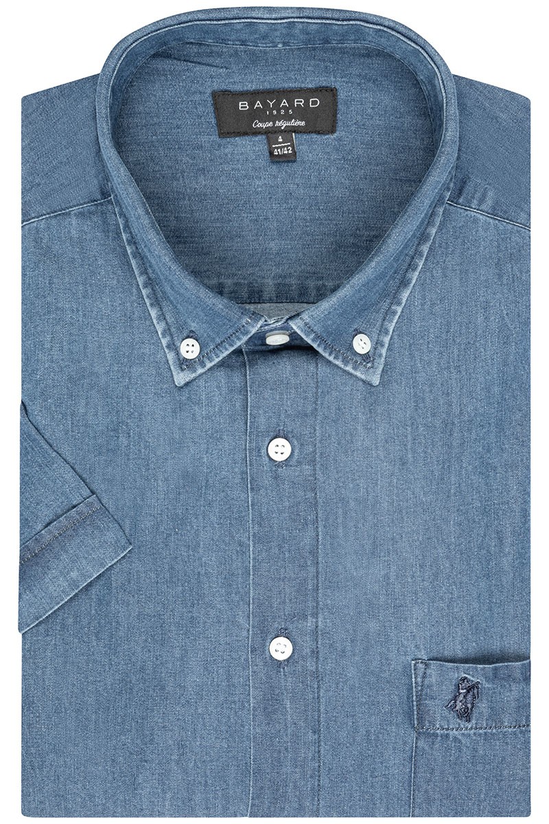 chemise manches courtes en jean coton bayard
