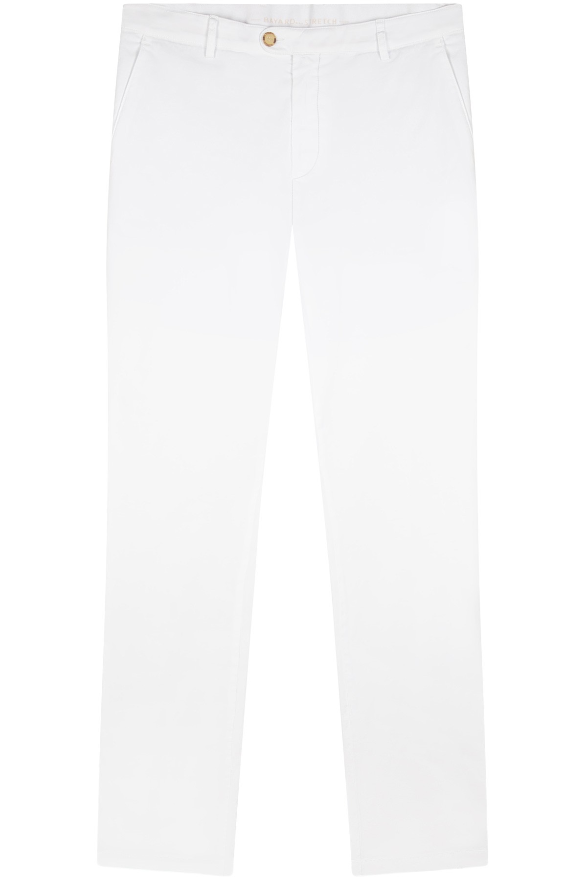 Chino en coton blanc stretch coupe slim poches italiennes Chino en coton blanc stretch coupe slim poches italiennes