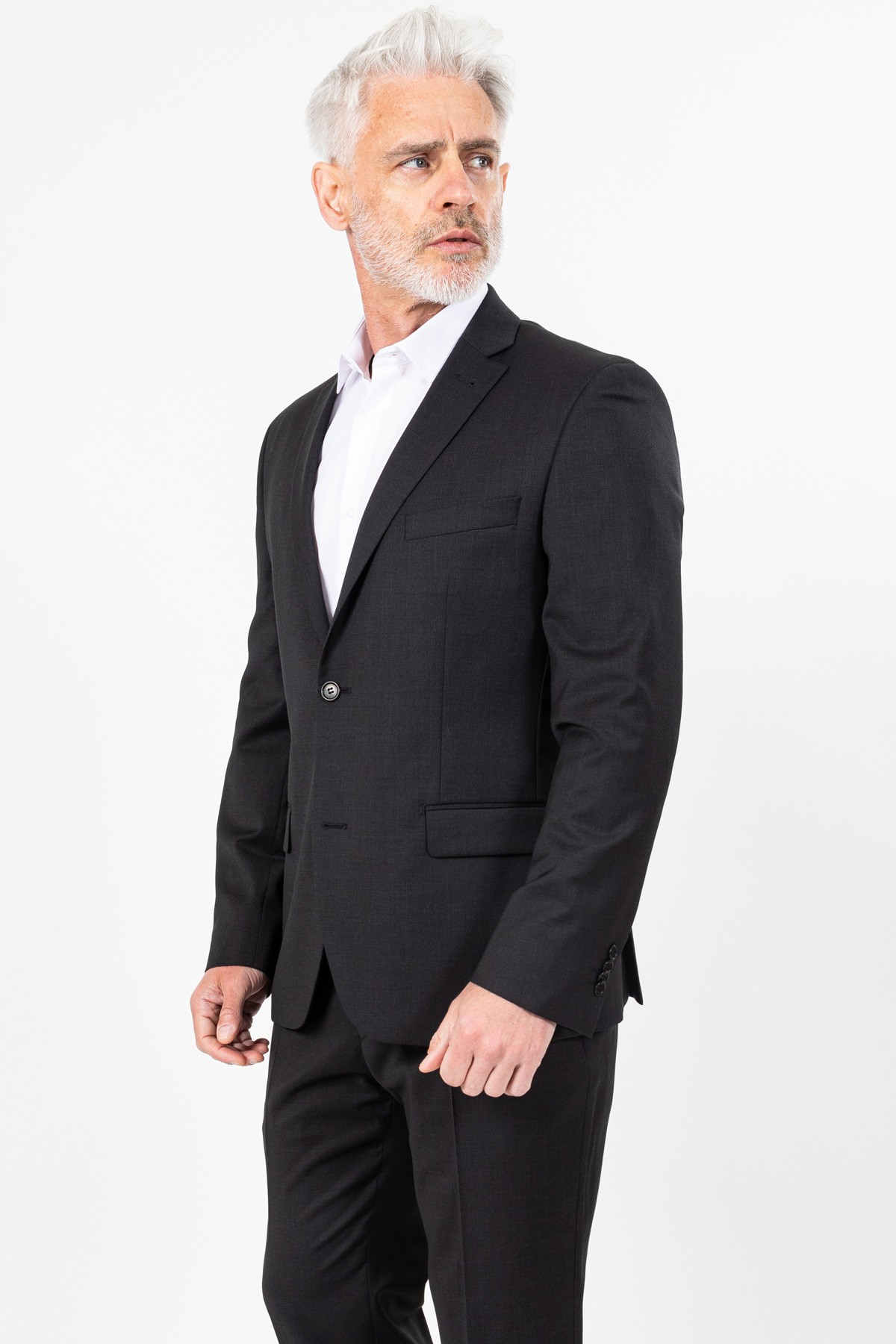 Veste en laine anthracite coupe ajustée tissu Marzotto