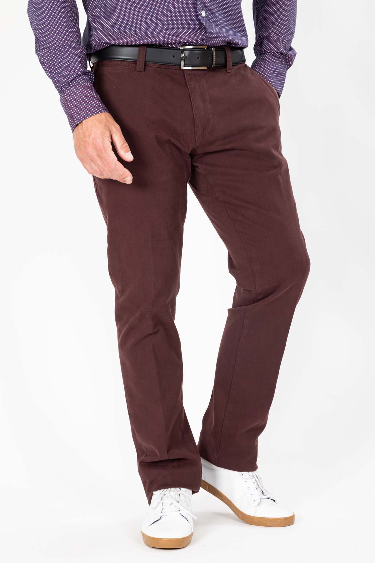 pantalon couleur prune en coton et elasthane