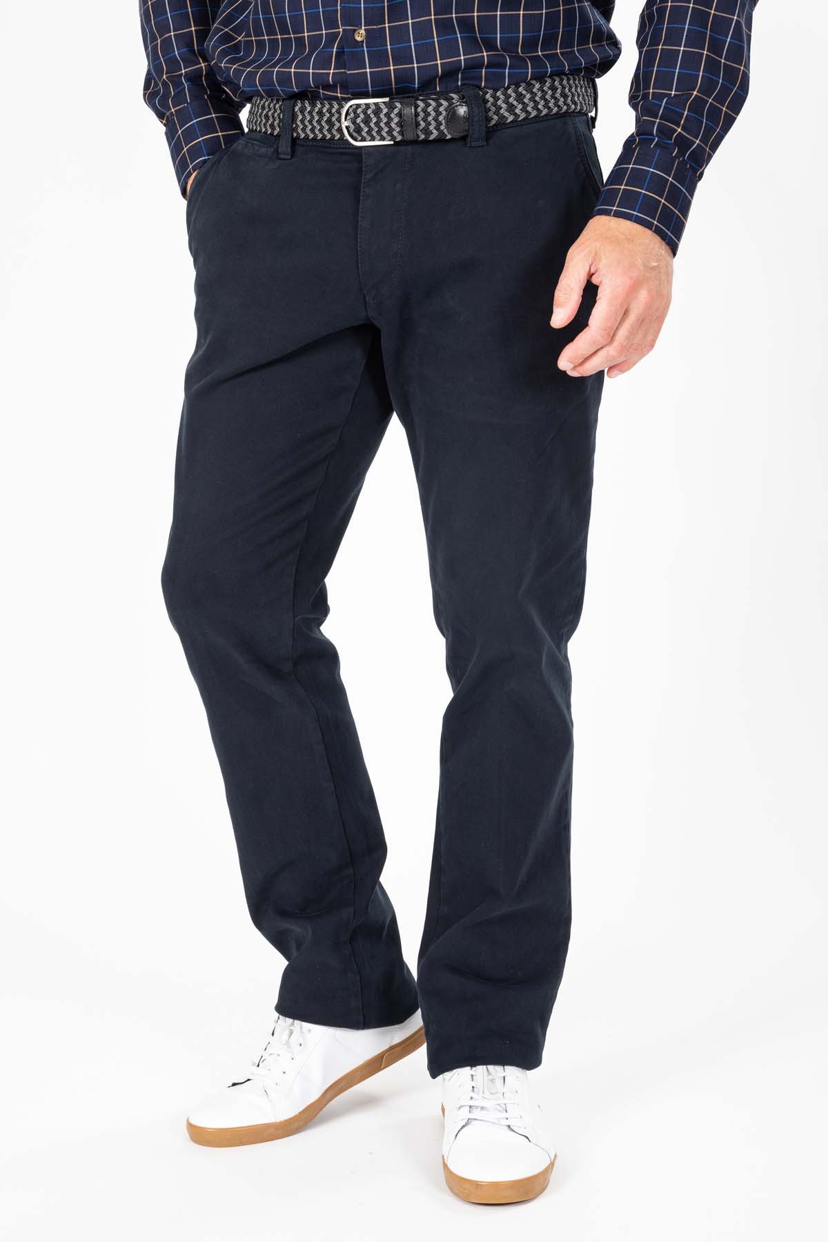 pantalon en toile marine coton mélangé