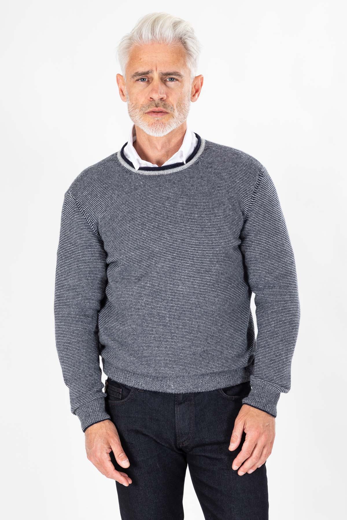 Pull col roulotté rayé marine Pull col roulotté rayé marine