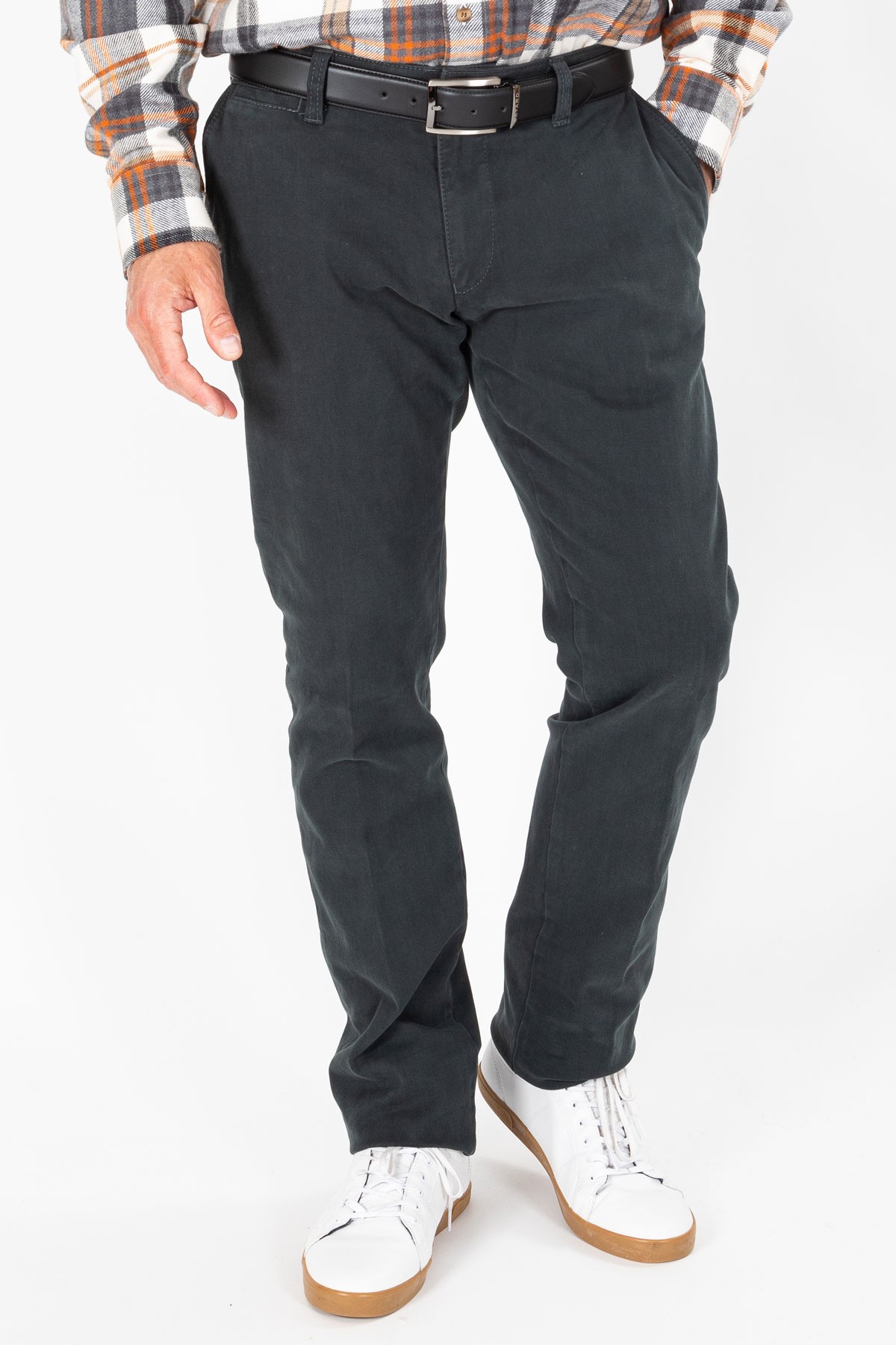 Chino vert en coton stretch