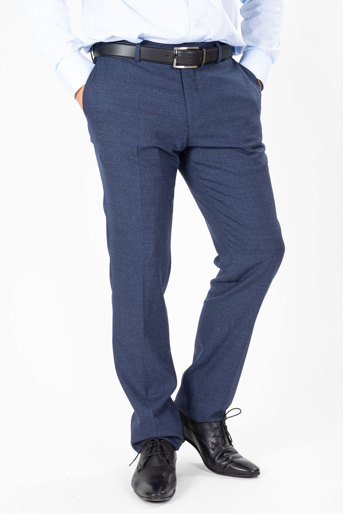 Pantalon marine effet chiné