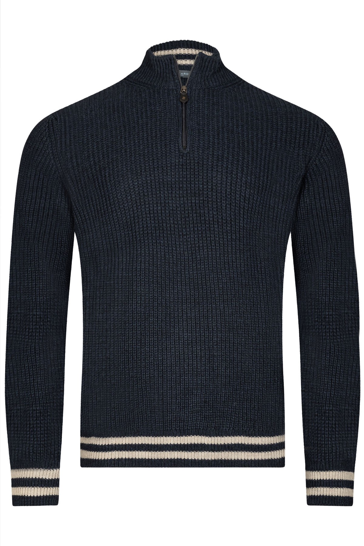 Pull col camionneur bleu en laine et acrylique Pull col camionneur bleu en laine et acrylique