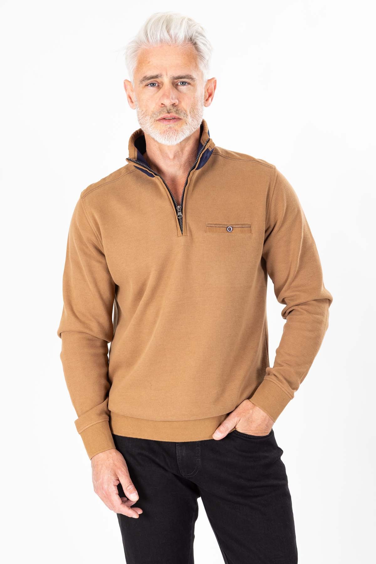 sweat marron en coton manches longues collection hiver sweat marron en coton manches longues collection hiver