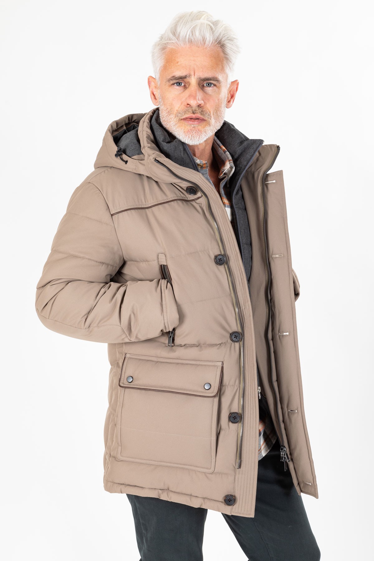 Parka multipoches beige