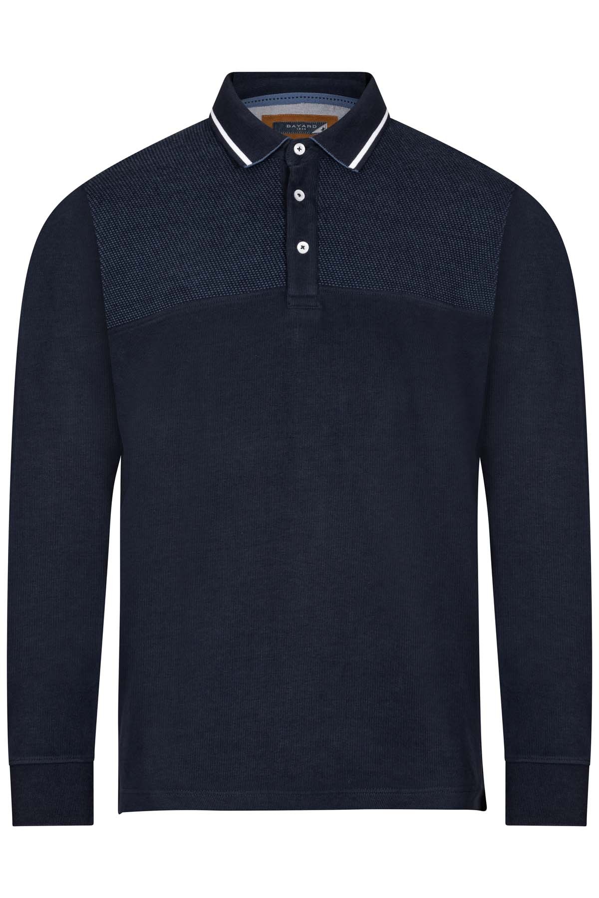 polo manches longues bleu marine en coton polo manches longues bleu marine en coton