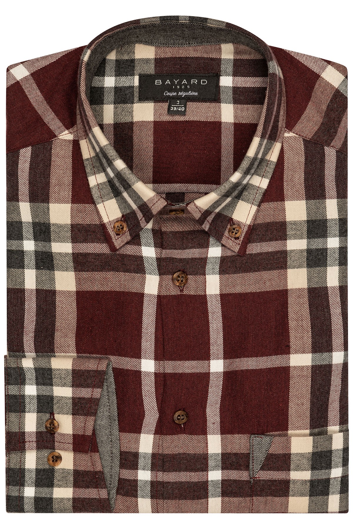 chemise en coton bordeaux à carreaux bayard