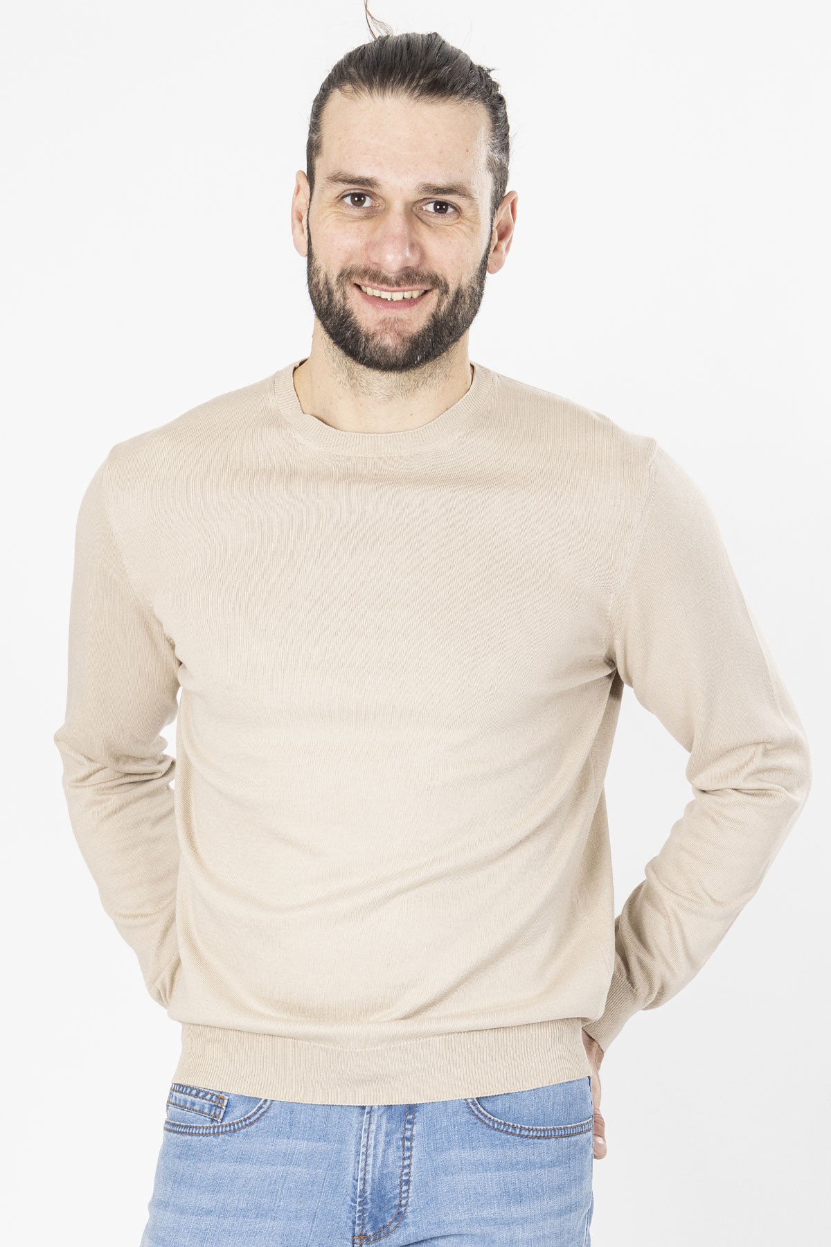 pull beige col rond bayard