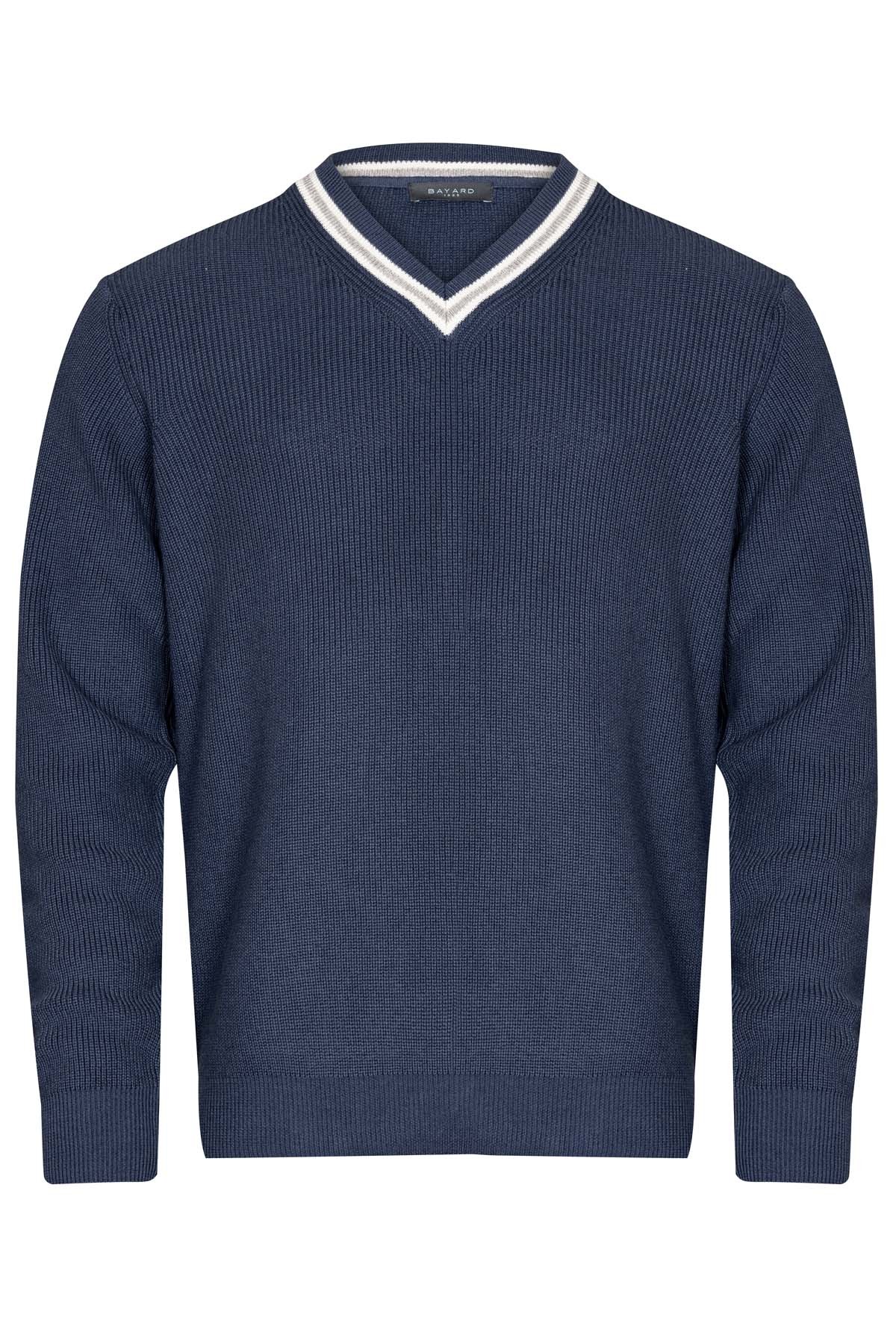 pull col V en laine et coton