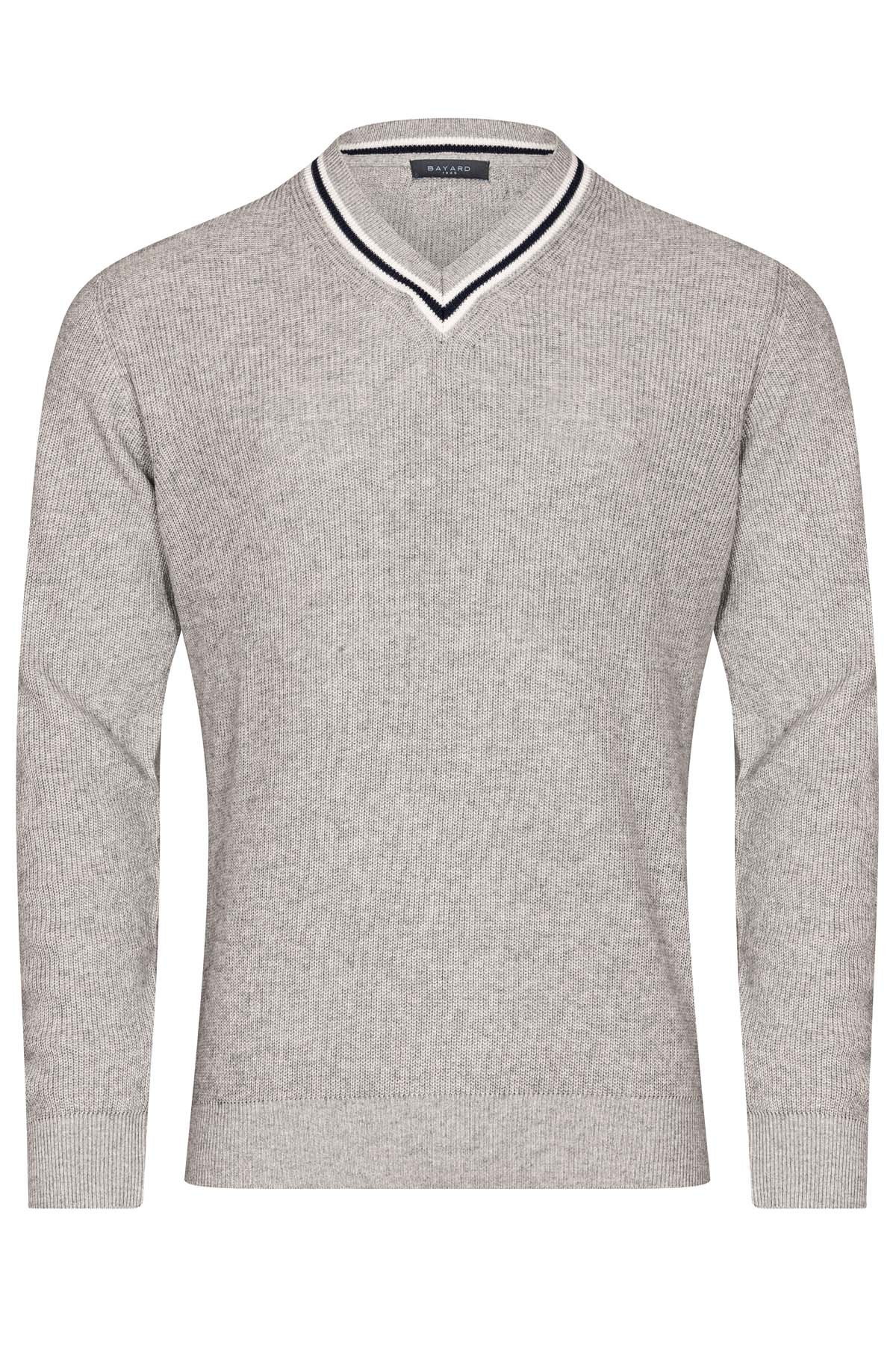 pull en coton et laine mélangée gris bayad