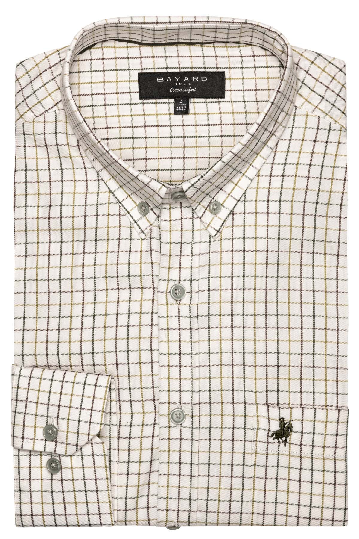 chemise à carreaux en coton couleur beige