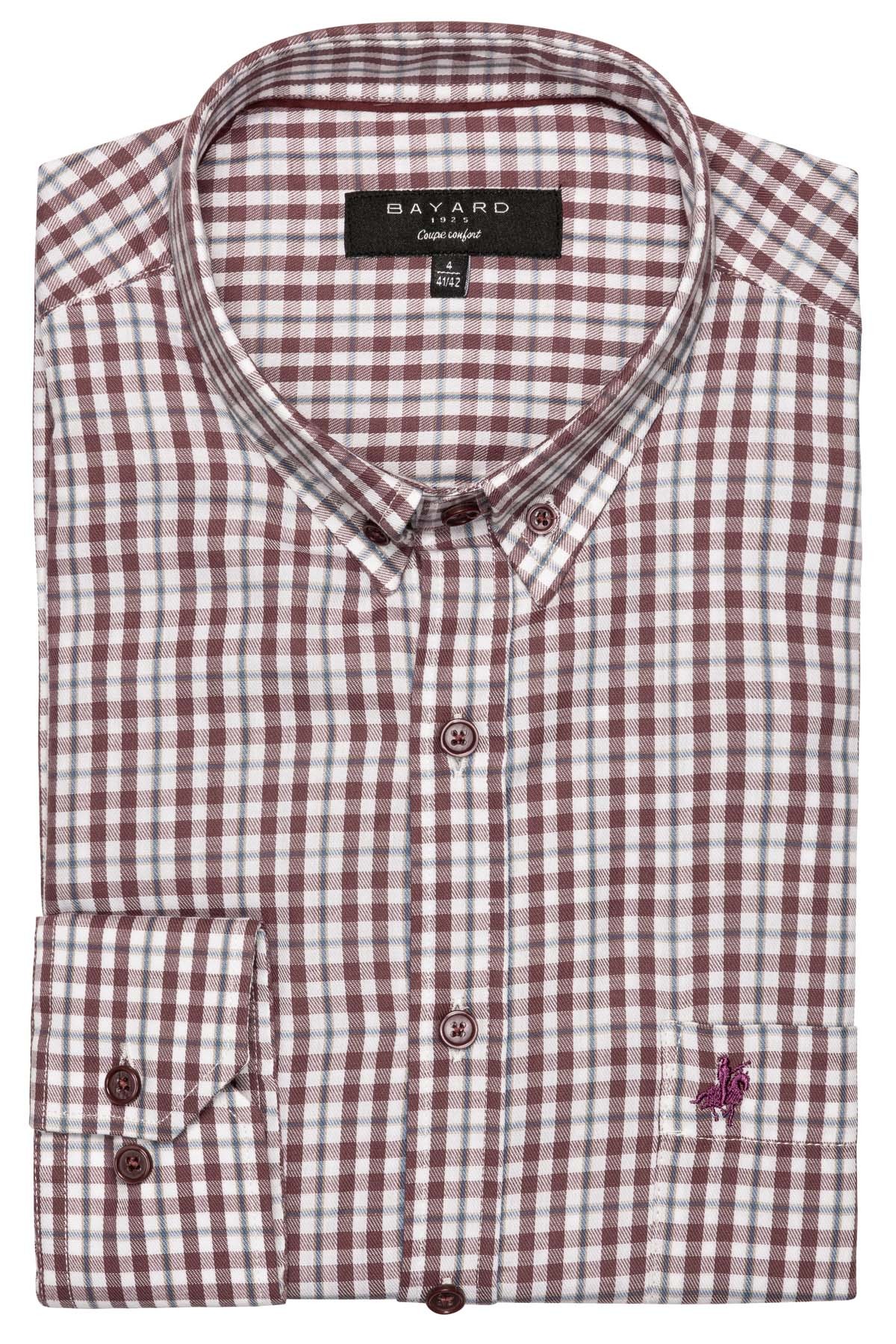 chemise manches longues prune et bleu ciel bayard