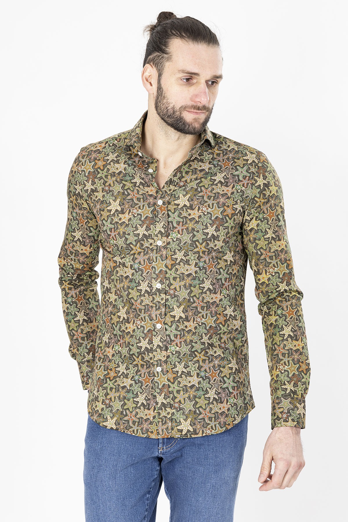 chemise imprimée kaki bayard chemise imprimée kaki bayard